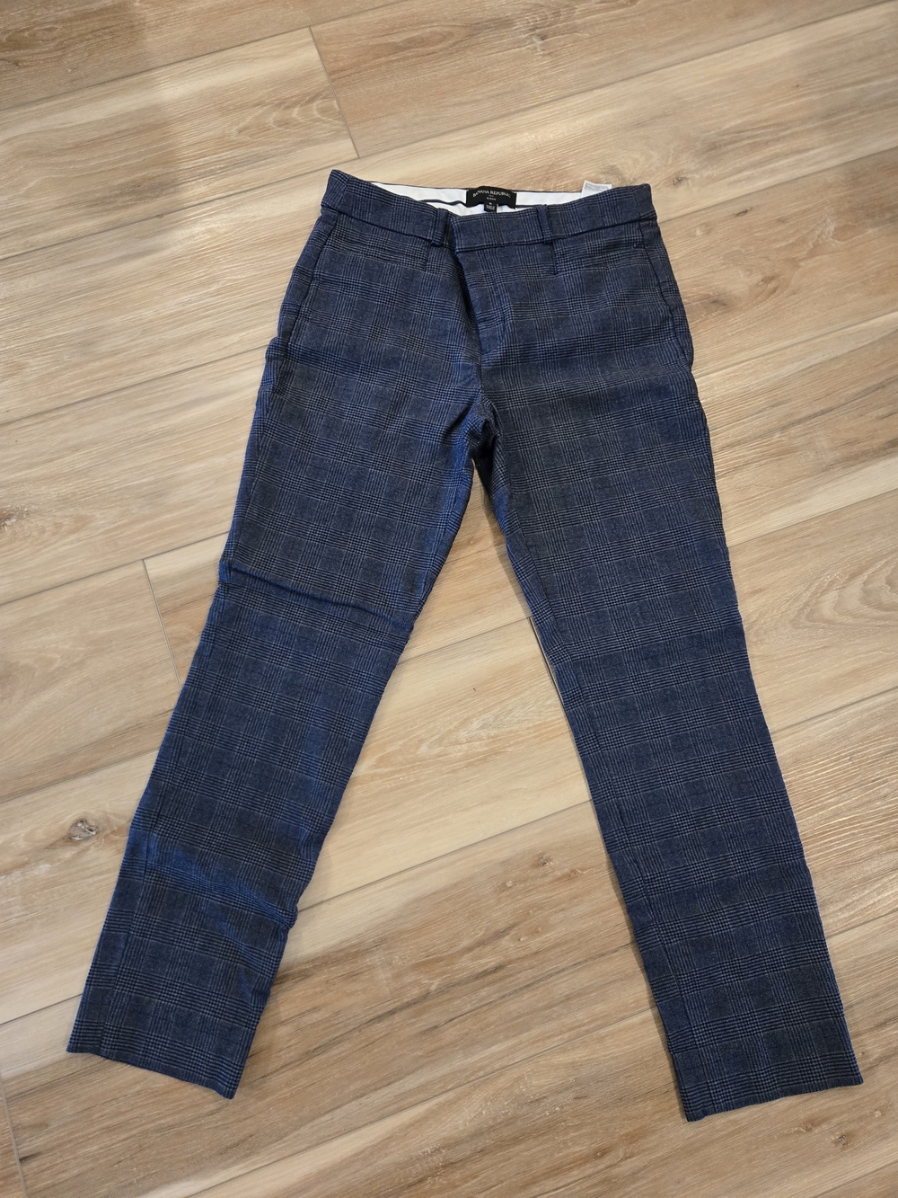 Banana Republic Sloan Blue Plaid Dress Pants Stretchy Size 6